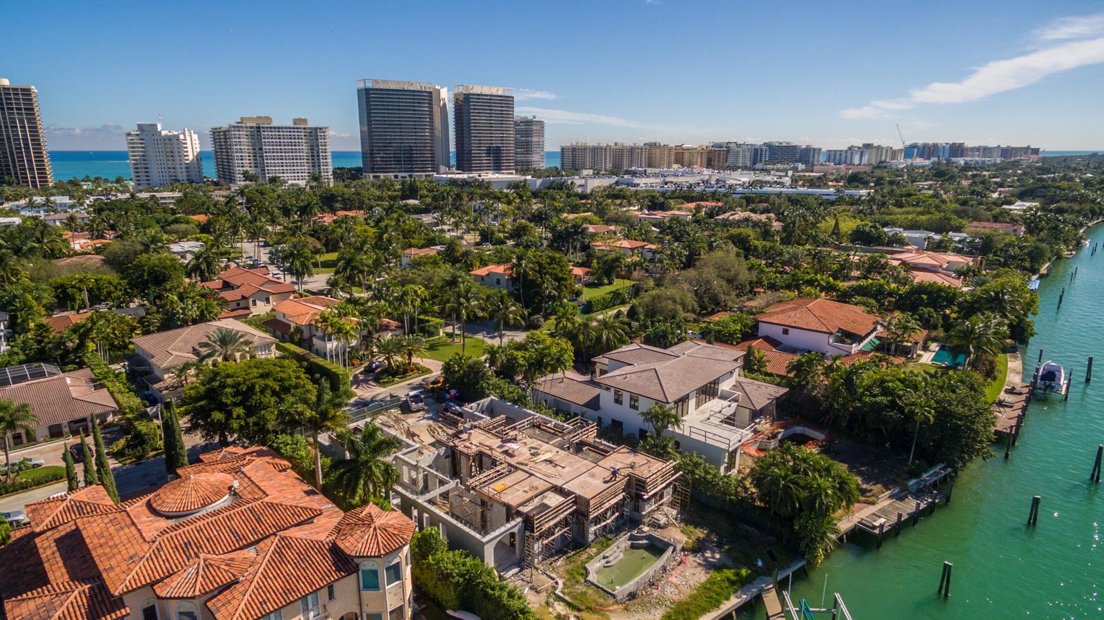 Aerial view of custom home built by OD Construction Group Corp in Miami, Florida