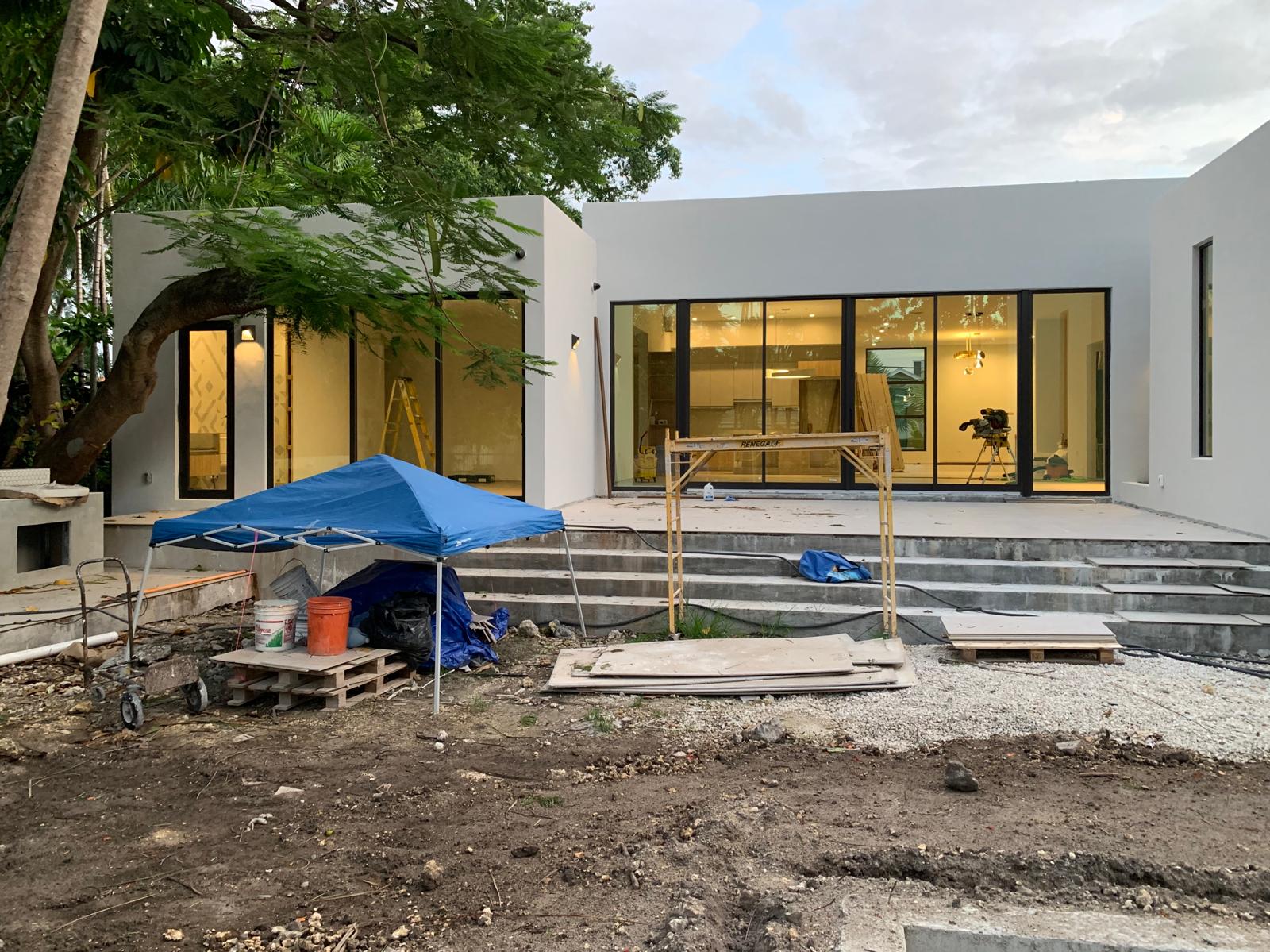 New construction at dusk